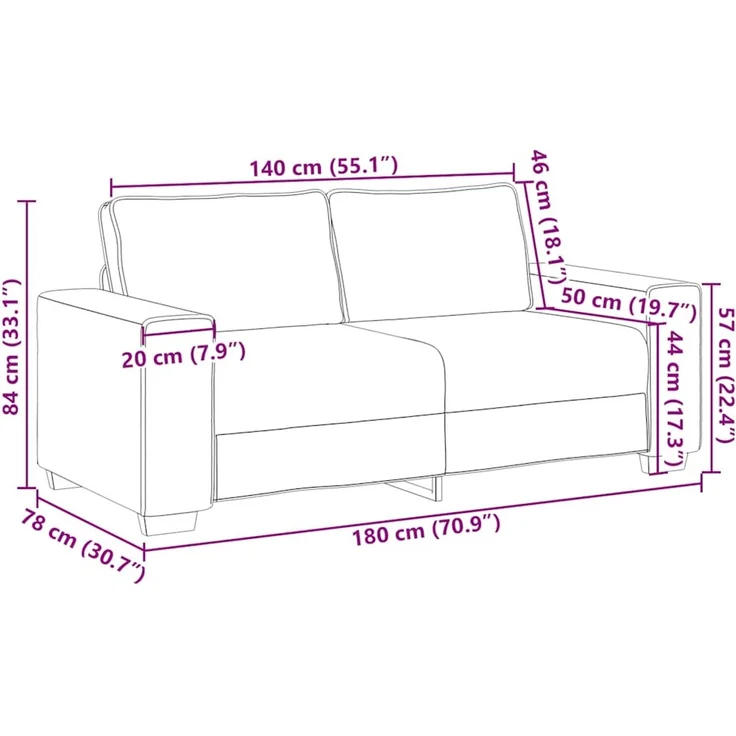 vidaXL 2-Sitzer-Sofa Gelb 180x78x84 cm Samt 4105026 – Bild 8