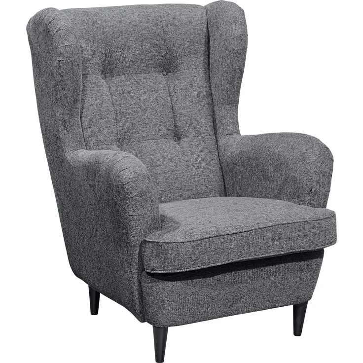 Ohrensessel >OSKAR< (Sessel und Hocker) in anthrazit - 78x102x98 (BxHxT) – Bild 2