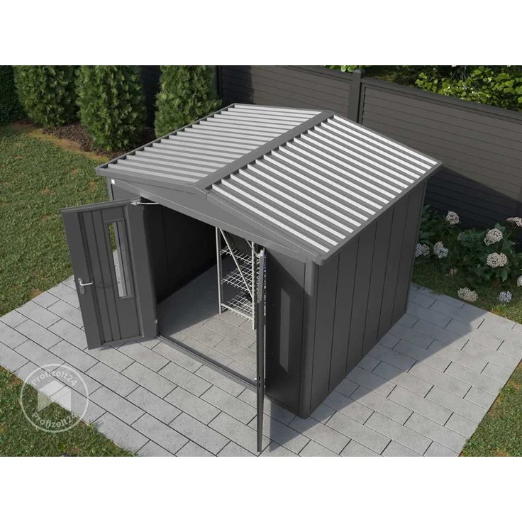 GFP Primeyard Gerätehaus Metall Gartenhaus 263x228x231 cm Geräteschuppen Satteldach anthrazit – Bild 3