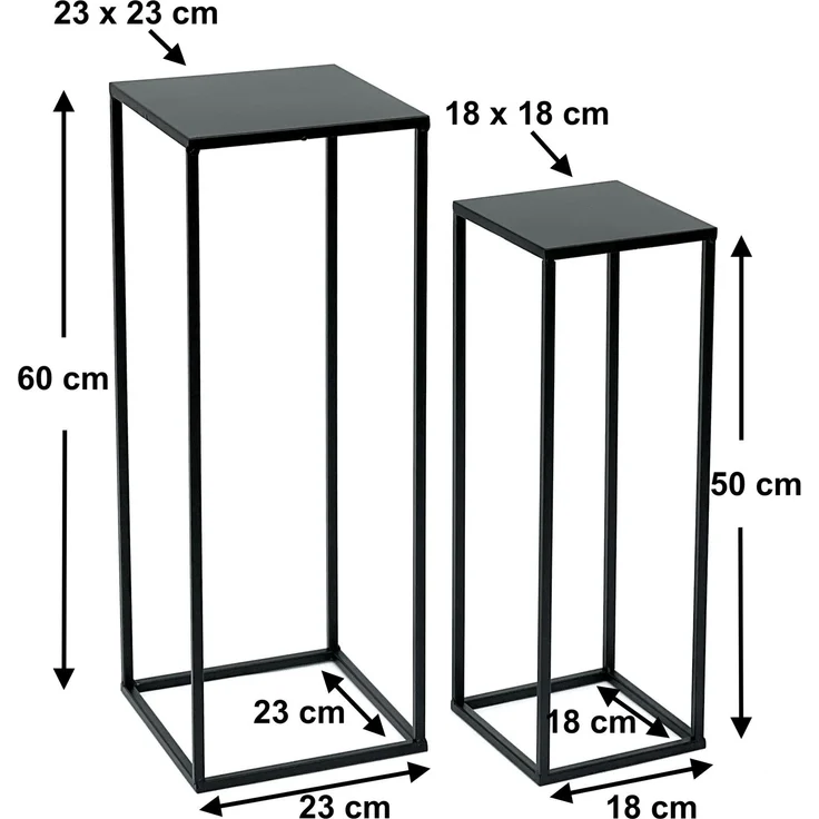DanDiBo Blumenhocker eckig, Metall, Schwarz, 2 Stück, 60 x 23 x 23 cm – Bild 2