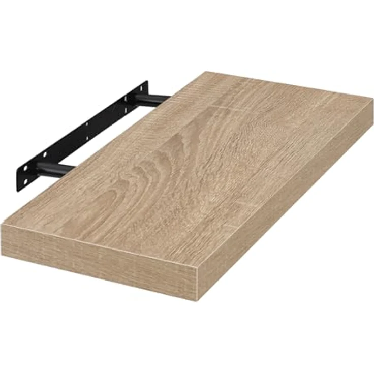 EUGAD Wandregal Wandboard Buchregal Hängeregal DVD CD Regal Holz Board 50cm Eiche 0115QJ – Bild 2