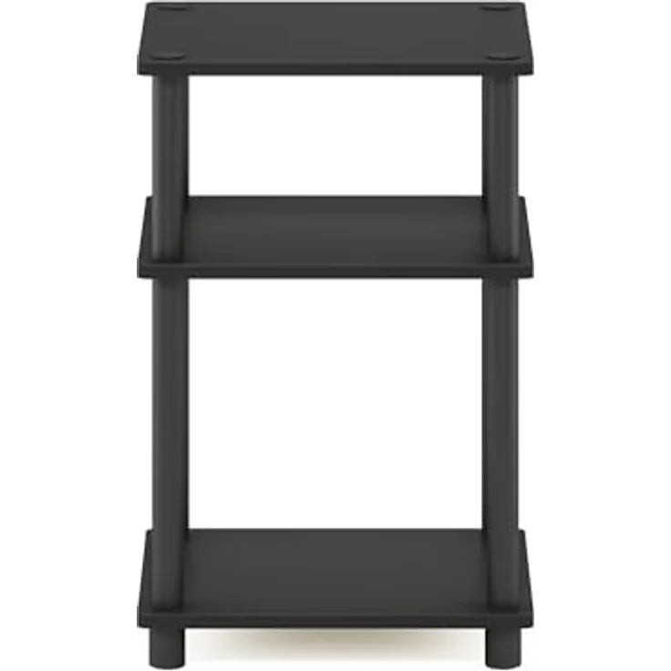 Furinno Just Beistelltisch – Schwarzer Nachttisch & Nachtkonsole, kleiner Beistelltisch für Wohnzimmer & Wohnaccessoires, einfache werkzeuglose Montage, 3-stöckiges Design – Bild 8