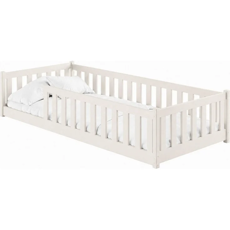 Kids Collective Kinderbett Bodenbett Bett mit Rausfallschutz & Lattenrost Montessori Bett Kinder (weitere Größen 90x200, 120x200, 140x200 cm), mit Matratze Jugendbett Einzelbett Baumwolle 80x160 cm – Bild 2