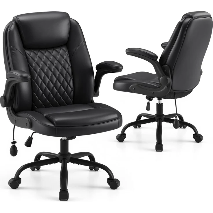 MALOL Bürostuhl, Bürostuhl Ergonomisch, Höhenverstellbarer Schreibtischstuhl mit Luft-Lendenstütze, Homeoffice Chefsessel Stuhl höhenverstellbar 105–125° Wippfunktion, bürostühle für Büro, Schwarz
