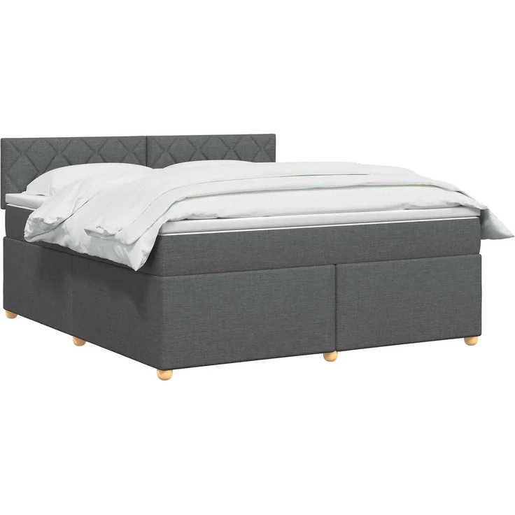 vidaXL Boxspringbett mit Matratze Dunkelgrau 160 x 200 cm Stoff 3452465 – Bild 3
