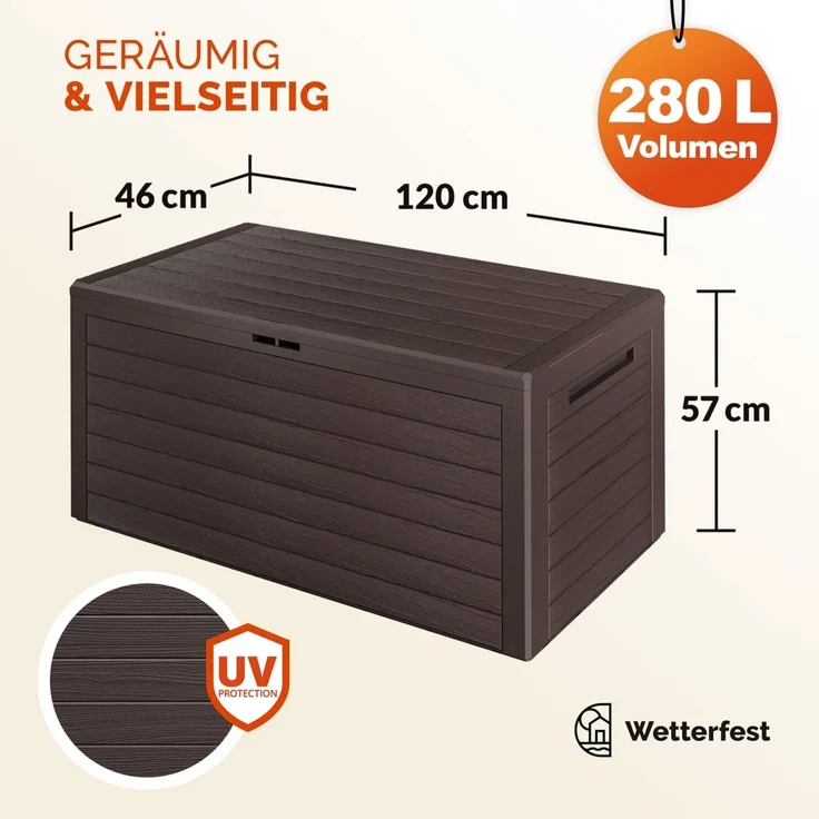 Casaria Auflagenbox Kissenbox Aufbewahrungsbox Woody Holzoptik Braun – Bild 6