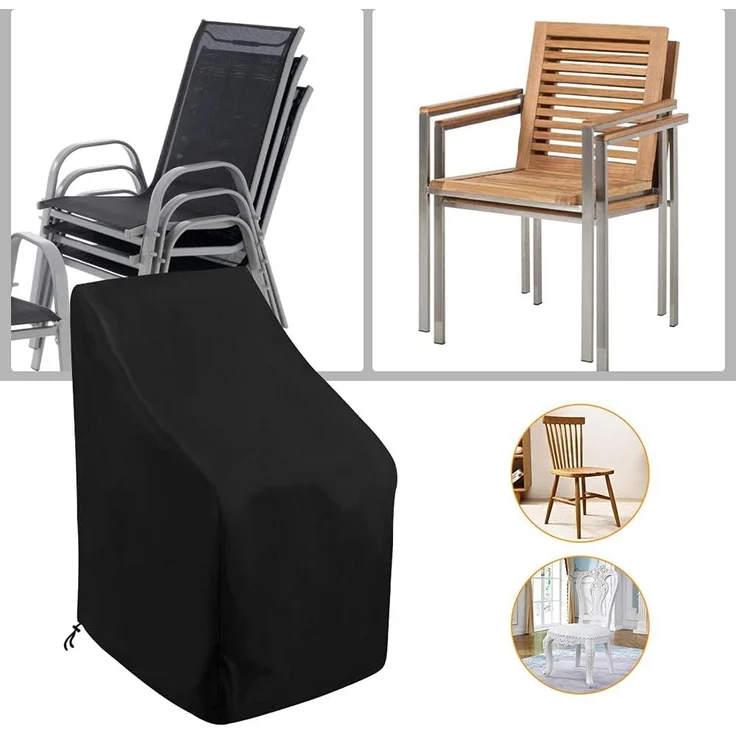 Stacking Outdoor Chair Cover Waterproof, Outdoor Patio Furniture Covers Stacked Chairs 210D, Lounge Chair Covers Outdoor Stack Chairs for All Weather Protection, Black, 25"L x 25"W x 47”H – Bild 8