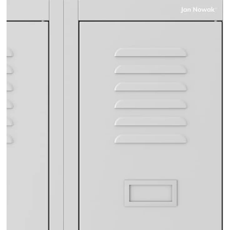 Jan Nowak Spind Schrank, Kleiderschrank, Metallschrank, Schließfachschrank | 2 Abteile mit Kleiderstange, Lüftungsschlitze, Trennwände, 4 Kleiderhaken pro Abteil | 180 x 60 x 50 cm, Grau – Bild 7