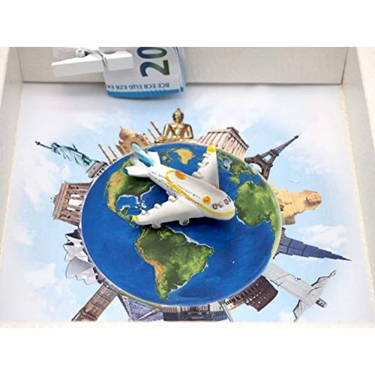 ZauberDeko Geschenkbox Geldgeschenk Reise Urlaub Weltreise Flugzeug Around The World – Bild 5