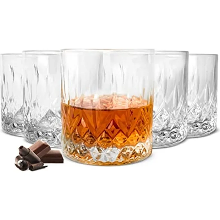 6 Whiskygläser 280ml mit Relief Wassergläser Saftgläser Longdrinkgläser Trinkgläser Cocktailgläser