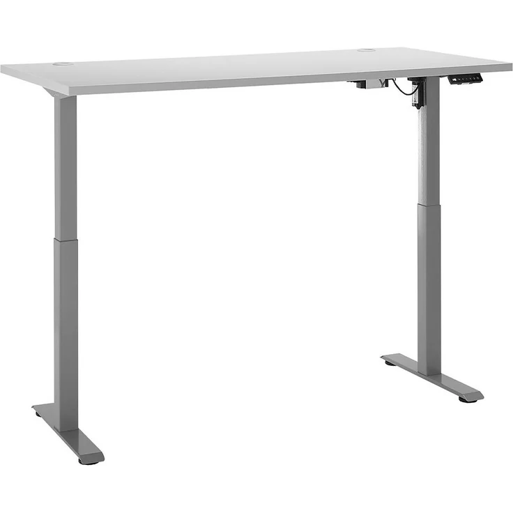 Schreibtisch Pronto, Holzwerkstoff, Kunststoff, Stahl, Silber, Grau – Bild 4