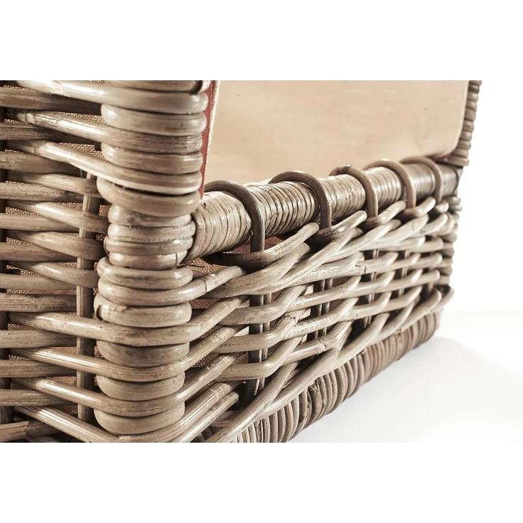 Kobolo Kaminholzkorb Holztrage Rattan grau mit abnehmbarem Leinenstoff – Bild 7