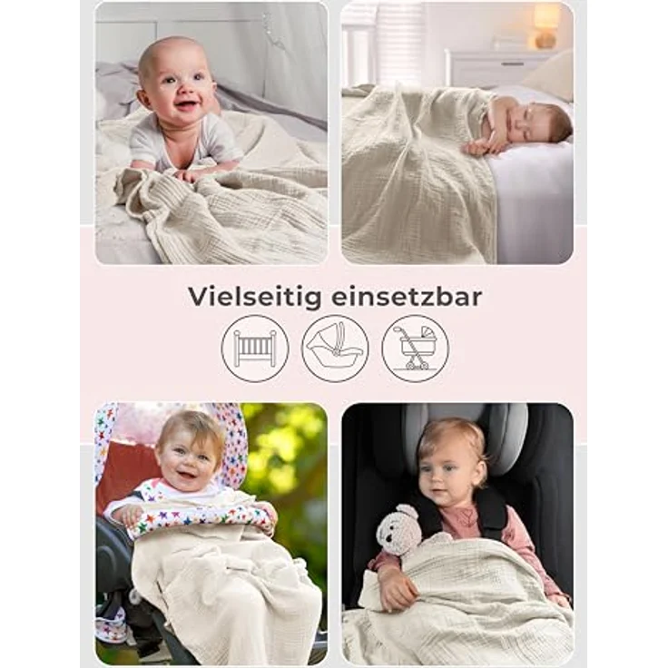 Babydecke Premium Musselin Babydecke 4-lagige Decke aus 100% Baumwolle, Laynenburg, Musselin Babydecke, Kuscheldecke oder Schlafdecke, Pucktuch, Spucktuch – Bild 6