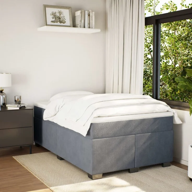 vidaXL Boxspringbett mit Matratze Dunkelgrau 120x190 cm Samt 3285270 – Bild 3