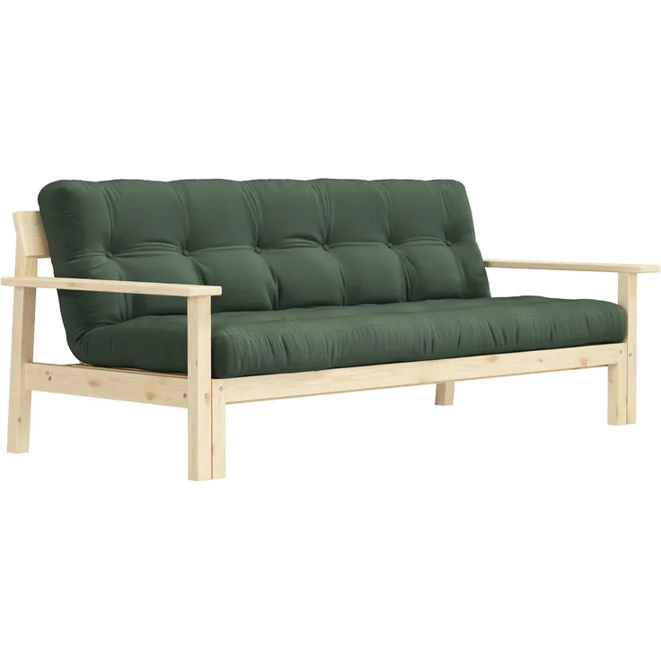 Schlafsofa UNWIND - Matratze Olive Green / Gestell Natur - Karup Design