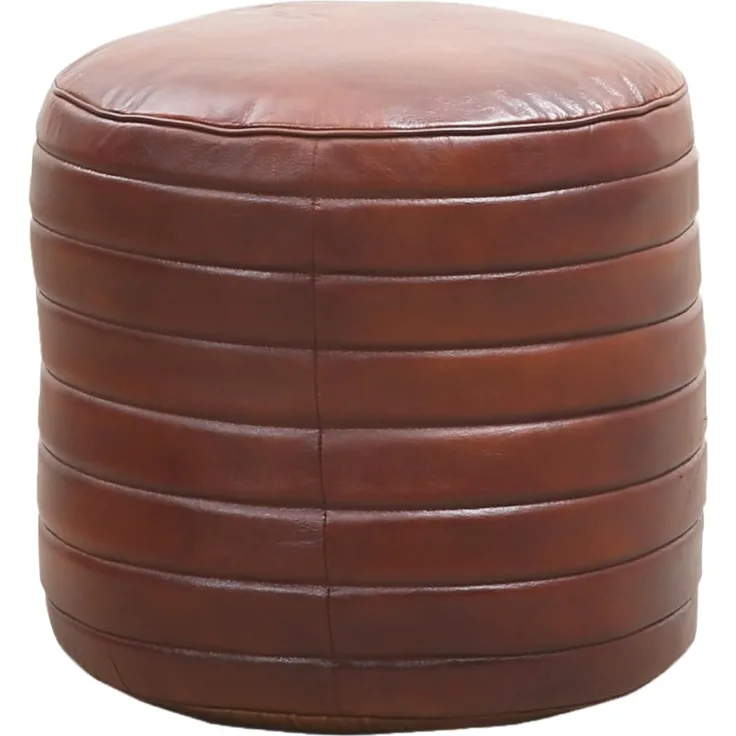 Marrakesch Orient & Mediterran Interior Pouf Vintage Pouf Sitzkissen aus Leder Janeiro rund, Handarbeit