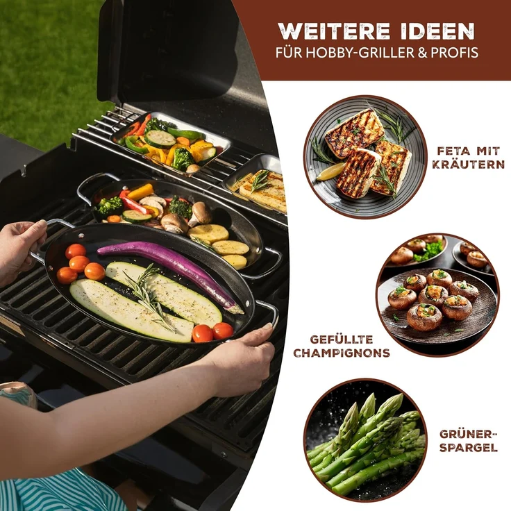 bremermann Grillplatte Fisch-Grillpfanne oval, Grillplatte antihaftbeschichtet (1-St) – Bild 6