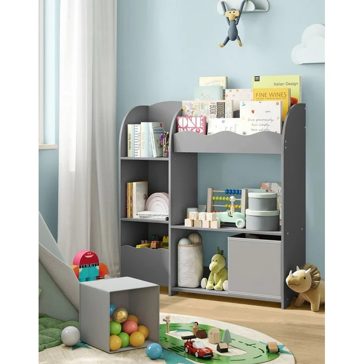 Songmics Bücherregal Kinderregal, Spielzeugregal mit 2 Aufbewahrungsboxen – Bild 5