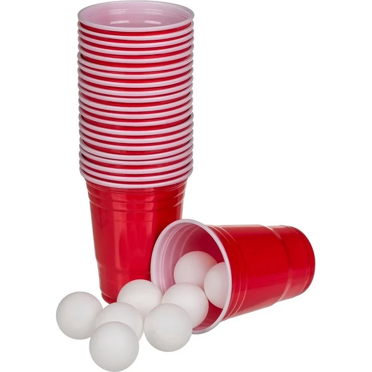 mucHome Becher Beer Pong Becher Set 15 Bälle und 22 Trinkbecher, 37-tlg. – Bild 2