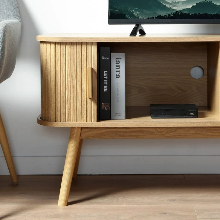 Casâme TV-Möbel 2 Schiebetüren L119 cm - ERNEST - Helles Holz – Bild 3