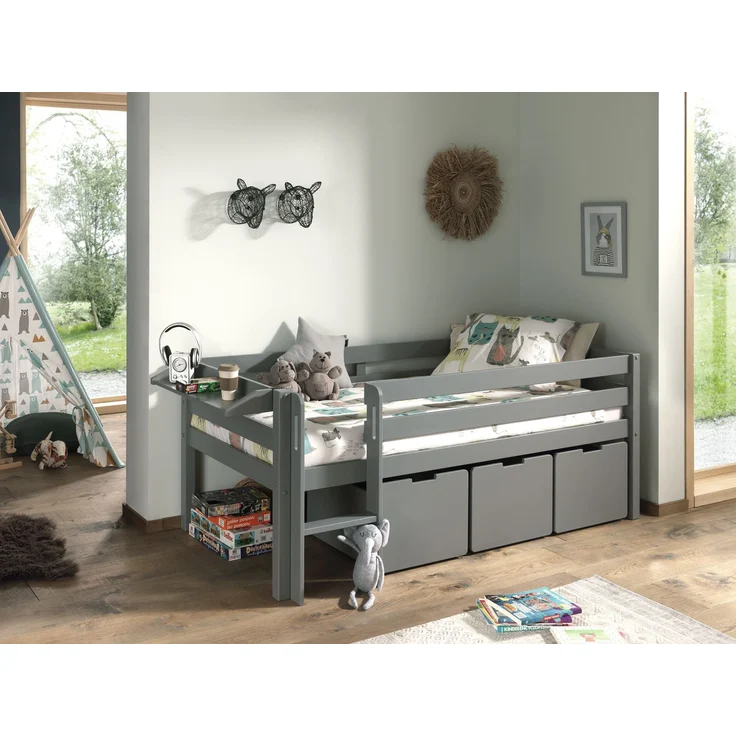 Kojenbett Karolina 208x105x83 Kinderbett Massivholz Grau – Bild 3