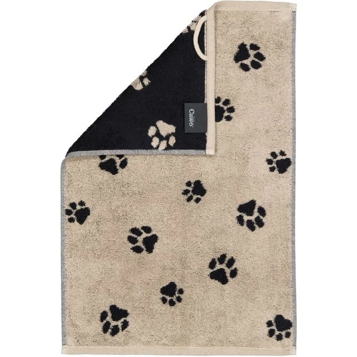 Cawö Handtuch Cawö Handtuch Duschtuch Gästetuch We love Dogs 6247-93 Pfoten Schwarz, Walkfrottier, 100% Baumwolle – Bild 4