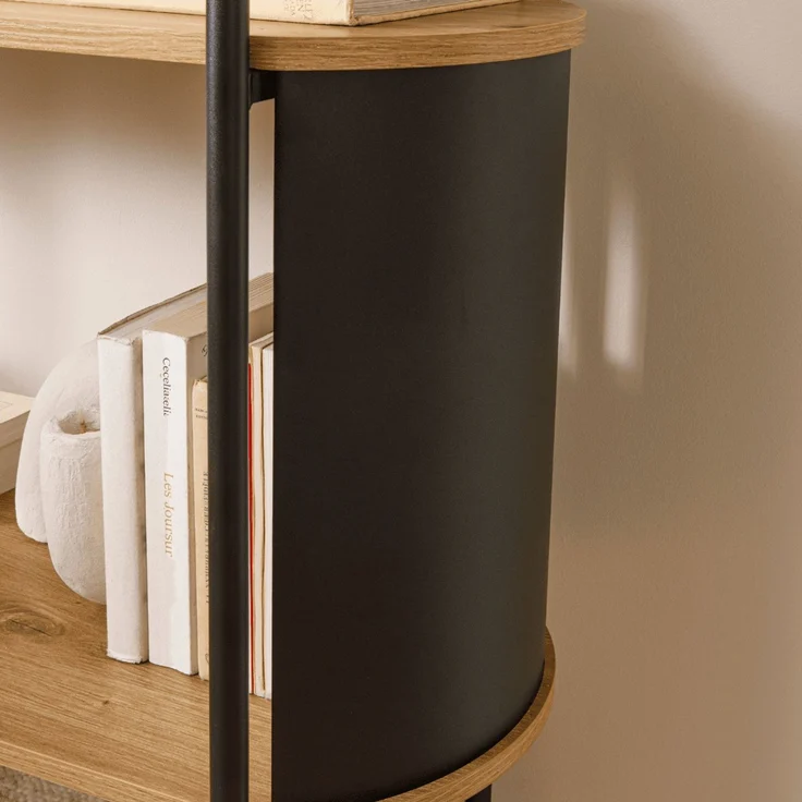 Calicosy Regal mit 4 Ebenen in Holzoptik und schwarzen Metallseiten H133,5 cm - EKLO - Helles Holz – Bild 5