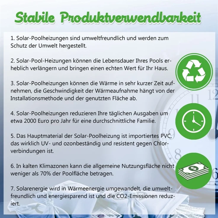 Poolheizung 305x80cm Solarpanel Abdeckung Matte Schwimmbad Kollektor Absorber – Bild 5