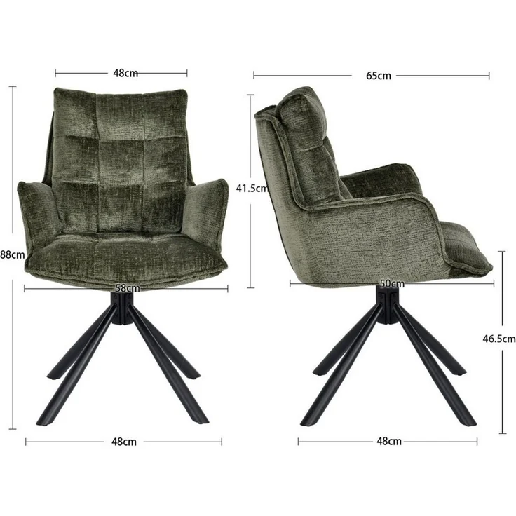 Duhome Esszimmerstuhl (8610A), 360° drehbar, Automatische Rückstellfunktion, Chenille-Stoff – Bild 1