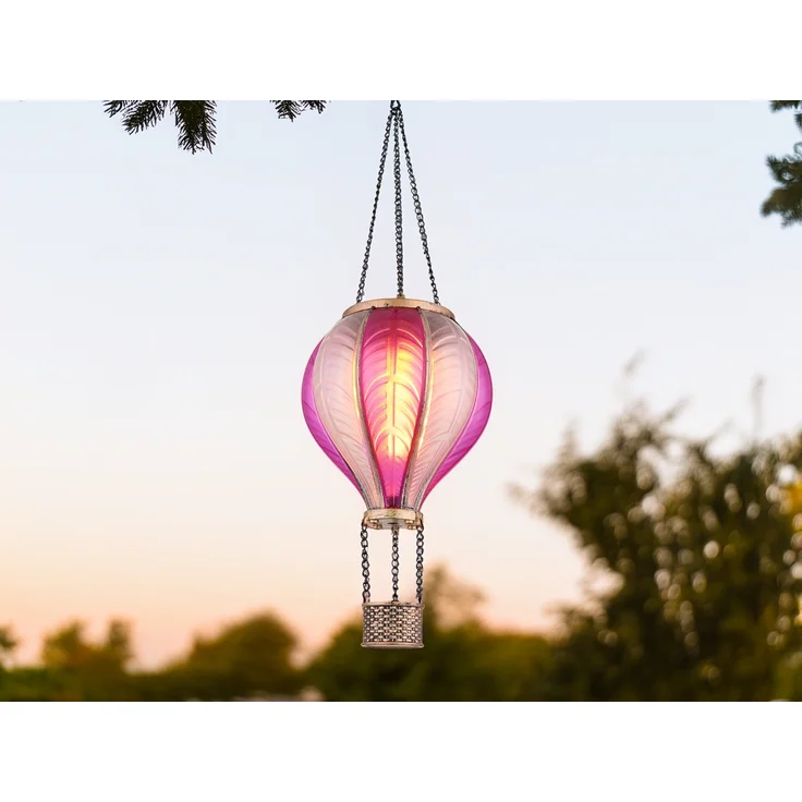 2er Set Deko Solarleuchte mit Heißluftballon in Pink & Rosa, Höhe 46,5cm – Bild 4