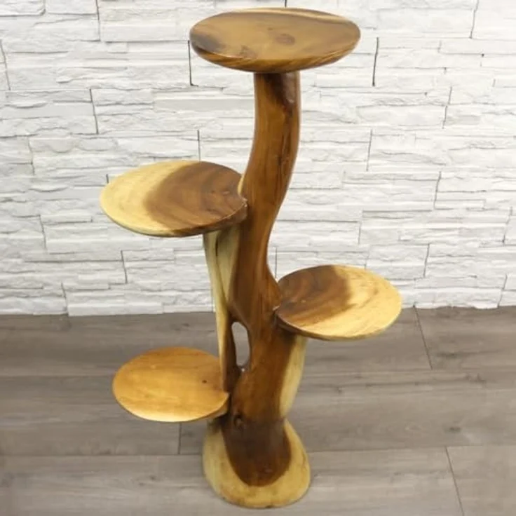 Oriental Galerie Blumenhocker Blumenständer Massiv Akazie Natur 100 cm (1 St) – Bild 4