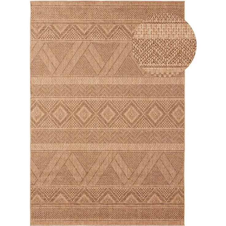 TaraCarpet Teppich TaraCarpet Borneo Nativ Outdoor Teppich – Wetterfester Indoor & Outdoo, rechteckig, Höhe: 6 mm, Küche Wohnzimmer Terrasse Garten Balkon beige 80x150 – Bild 2