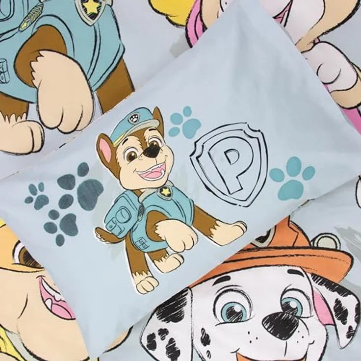 PAW PATROL offiziell Lizenziertes Skizzen-Design Einzelbettwäsche-Set | Wendbares 2-seitiges Hundebettzeug einschließlich passendem Kissenbezug | Perfekt für das Kinderzimmer | Polybaumwolle – Bild 8