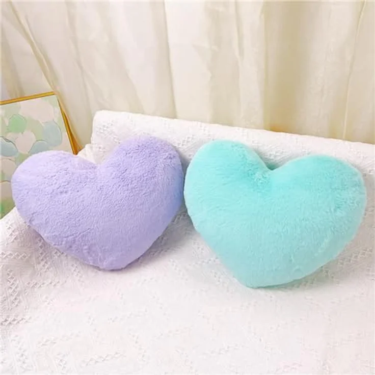 Herzkissen Dekokissen Zierkissen 46x36 cm Herz Kissen Kinderzimmer Decor Herzform Dekokissen Kopfkissen Kissen Zierkissen, Plüsch Kinderkissen für Kinderzimmer Sofa Dekoration (lila) – Bild 3