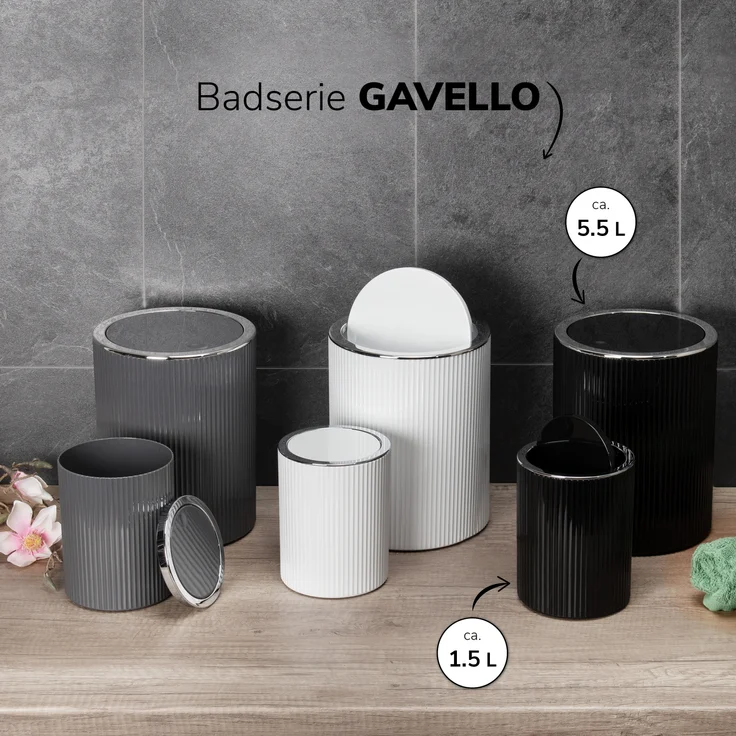 bremermann Kosmetikeimer Kosmetikeimer 2er Set GAVELLO mit Schwingdeckel // Mini 1,5 L und 5,5 – Bild 6