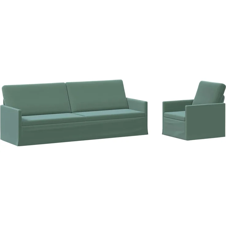 vidaXL Sofa-Set 2 pcs Meergrün Samt (V) 3433240 – Bild 1