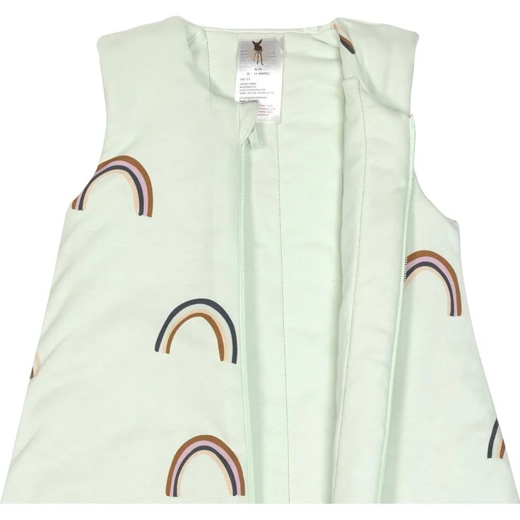 LÄSSIG Kinder Schlafoverall ärmellos 2,5 TOG atmungsaktiv aus Bio Baumwolle/Sleeping Jumper Rainbow Mint, Größe 98/104 – Bild 3