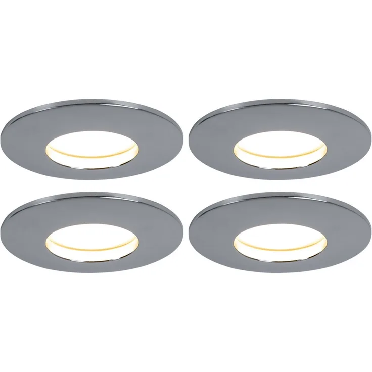 4er Set LED Einbauleuchte, rund, chrom, 8,3 cm