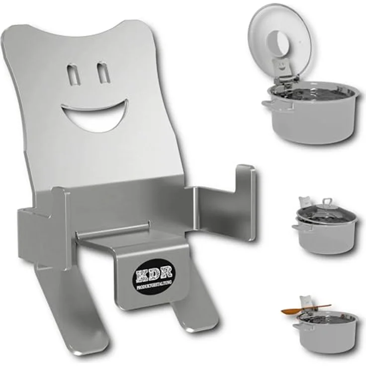 KDR Produktgestaltung Kochtopf Topfdeckelhalter Überkochschutz Deckel Halter Heber Ablage Kochlöffel, (1-tlg), 1x Halter – Bild 2