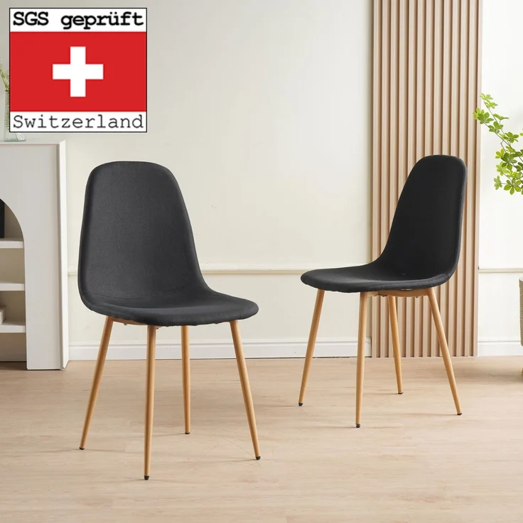 Esszimmerstühle 4er Set FANO schwarz - Komfortabler Polsterstuhl für Modernes und Stilvolles Design am Esstisch - Küchenstuhl oder Stuhl Esszimmer mit hoher Belastbarkeit bis 110kg – Bild 2