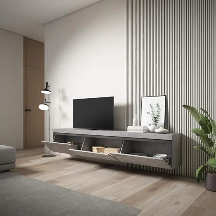 Skraut Home | TV-Schrank, Lowboard | für Wohnzimmer und Esszimmer | 240 x 45 x 35 cm | Hängend | Moderner Stil | Zement – Bild 5