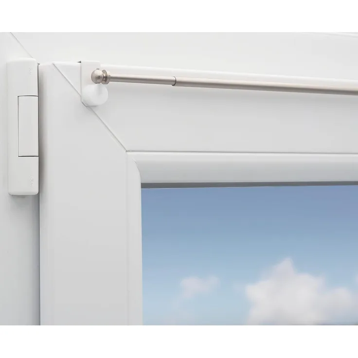 dekondo Gardinenstange Eleganz, ausziehbar, Fensterhaken klemmbar, nickel matt, inkl. Fensterhaken für einen Klemmbereich von 15-20 mm