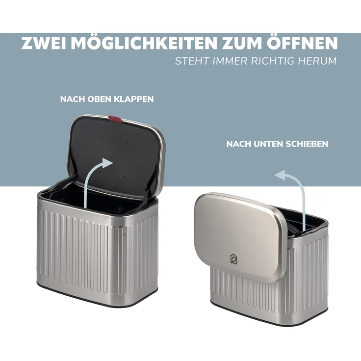 eluno Mülleimer Küchen- und Badabfalleimer, 4 Liter Fassungsvermögen, silber – Bild 5