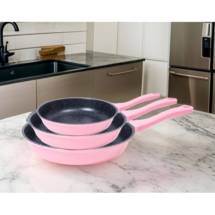 Bratpfanne Pfannen Set 3-tlg beschichtet Induktion Cheffinger rosa CF-FA03 – Bild 3