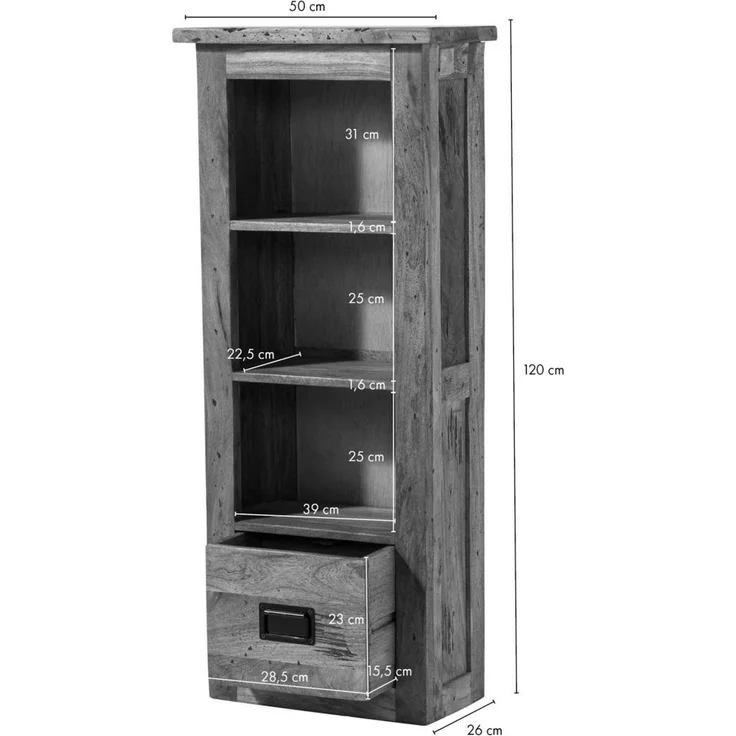 Hängeschrank Mango 50x26x120 natur lackiert RAILWAY #180 – Bild 8