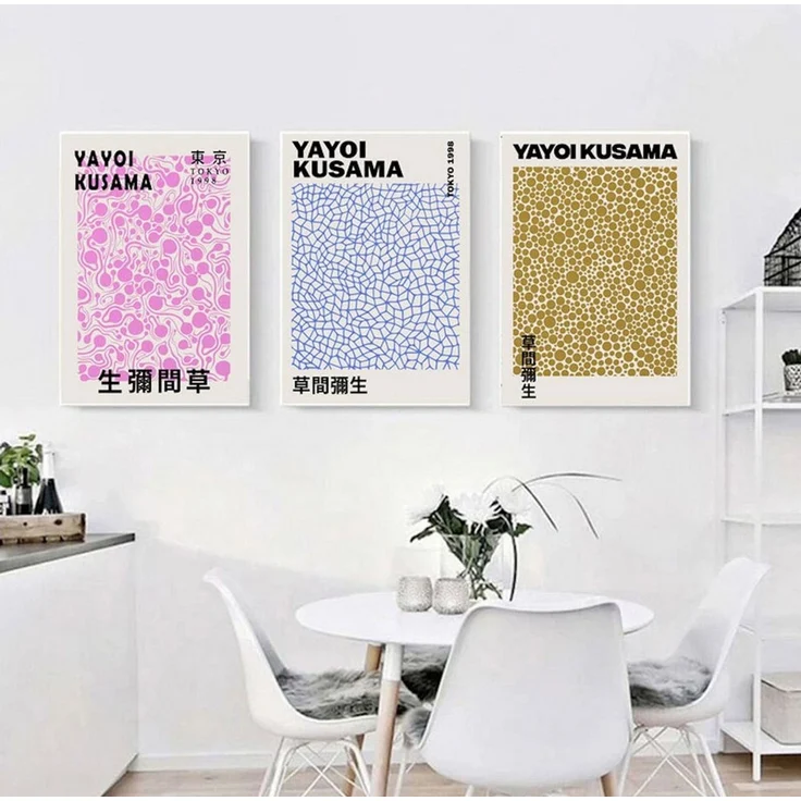 JUSTGOODMOOD Poster Japan Yayoi Kusama Auge Kürbis Pilze Bilder Wohnzimmer Wandbilder Schl, B (1 St) – Bild 3