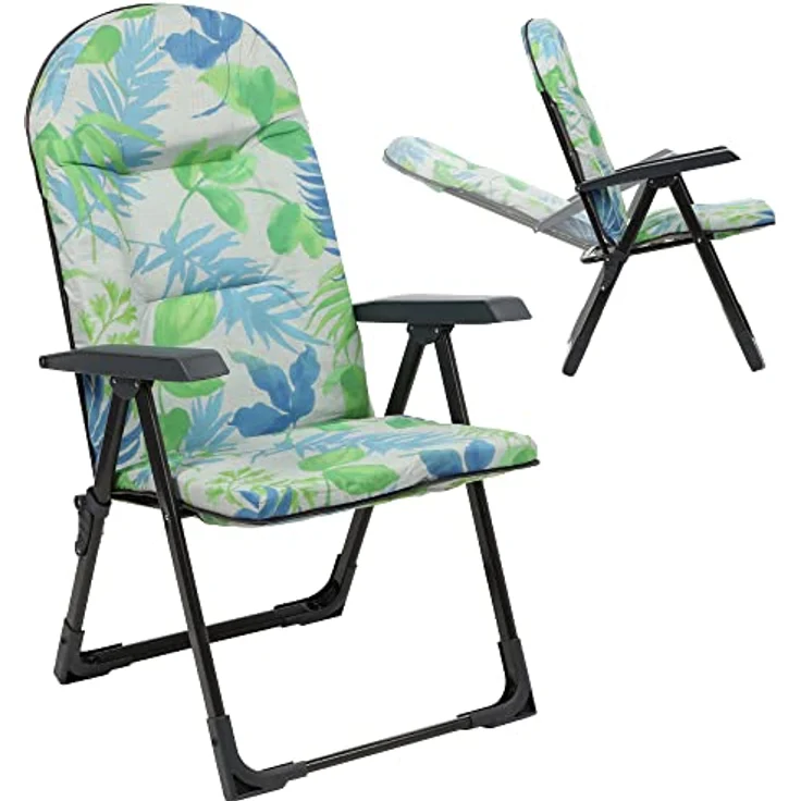 Kadax Gartenliegestuhl, Metall, mit verstellbarer Lehne, in Grün, Blau und Grau, 59x116 cm, ideal für Garten und Terrasse – Bild 1