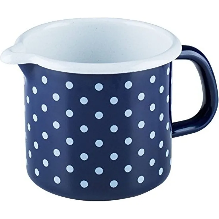 Riess Schnabeltopf Ø10cm 0,75 Liter Emaille Country Dirndl Blümchenblau