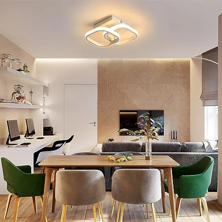 Goeco LED Deckenleuchte Innen Deckenlampen Flur, 22W 28 CM Quadratische Deckenlampe LED Innen 3000K Warmweißes Licht, Kreativ Lampen Deckenbeleuchtung für Schlafzimmer, Wohnzimmer, Küche, Weiß – Bild 3
