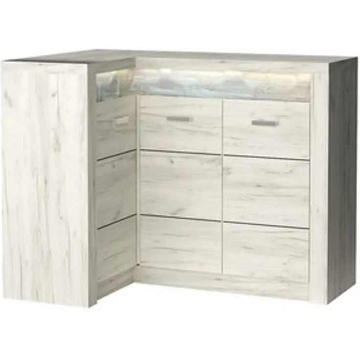 Lomadox Kommode INGENIO-161, Eckschrank Sideboard mit LED Beleuchtung modern in Esche weiß – Bild 6